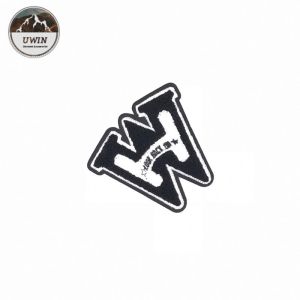 Classical W Letter Embroidered Sports Patches Towel Material Black / White For