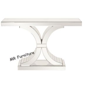 Popular White Gloss Console Table With Wall Mirror Opsite Double C Design
