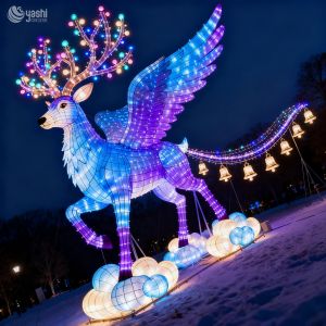 Colorful Reindeer Shaped Lantern - Large Illuminated Animal Lantern for Outdoor