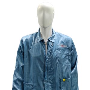 Cleanroom ESD Antistatic Jacket With A Lapel Zipper White Mesh Back Anti-Static