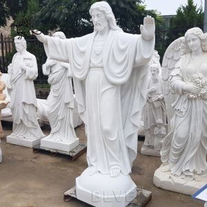 Cheap Custom Marble Jesus Statues White Hand Carving Religious Natural Stone for sale