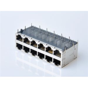 China RJ45 2x6  with Integrated Magnetics JACK Gigabit Magnetic Jack, Enabled PSE PoE+ 2x6, with LEDs  ，HULYN on sale