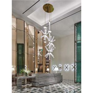 Custom Large LED Chandelier Lamp Vintage Style Iron Metal Pendants Glass