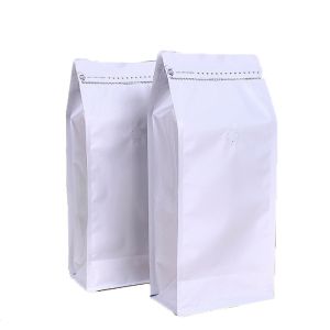 White Block Bottom Recyclable Tea Packaging Pouch