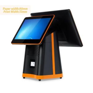 Windows10/Android11 15.6" POS System with 80mm Thermal Printer and 11.6" Second