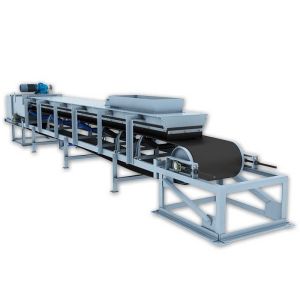 Iron Ore Constantly Flat Belt Conveyor No Deviation With Track Wheels Running