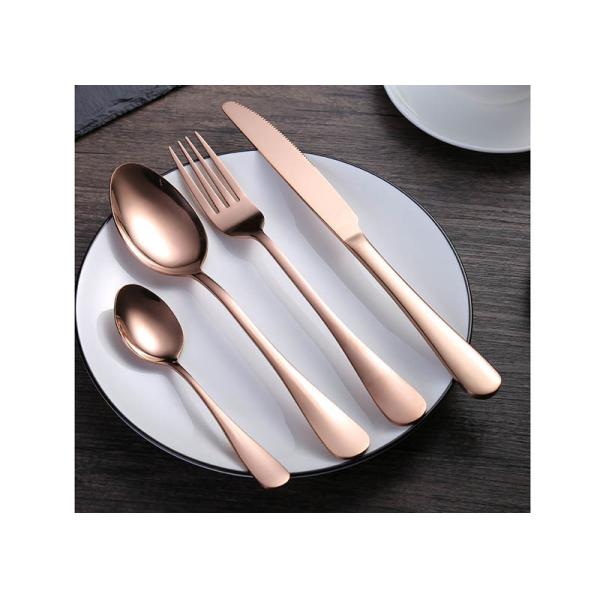 Gold Plated 410 Stainless Steel Tableware Set Steak Knife Fork And Spoon