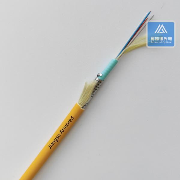 6 Cores Multi Mode Spiral Armored Fiber Cable 6.5mm Orange PVC Rodent Resistant FTTH Micro Armored Cable