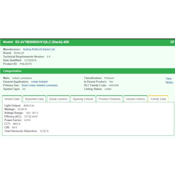36W 120-277V LED Vapor Tight Lighting Triproof Light Fixture without Ballast and Lamp