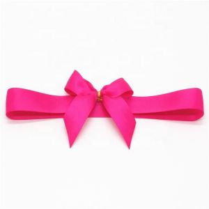 Rose Red Color Satin Ribbon Bow , Smooth Surface Gift Wrap Flower Ribbon