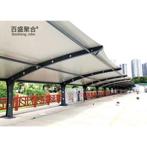 Snow-Resistant Single Cantilever Carport Metal Canopy with Fabric Membrane