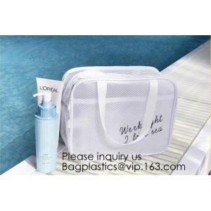 China Custom design PU cosmetics zipper pouches transparent PVC wash gargle bags,China Wholesale Travel Transparent Lattice on sale