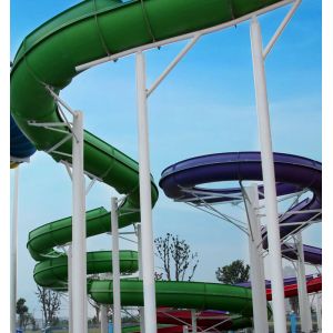 FRP Spiral Water Slides , Length Customized Water Slide