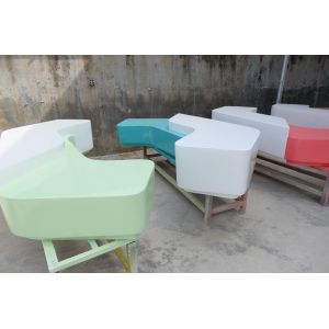 Hotel mall deco square shape multi-color fiberglass chair statue as functional