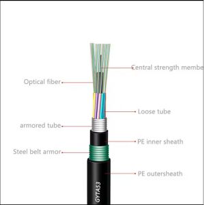 China Outdoor Fiber Optic Cable GYTA53 2-144 Cores Armored Double Jacket Applied for Aerial/Direct Buried on sale