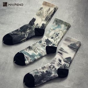Landscape Pattern sublimation printed socks Custom Digital Printing Socks