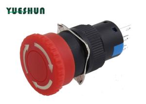 Cheap Plastic Emergency Stop Push Button Switch , Panel Mounted Emergency Stop Button Three Pins for sale