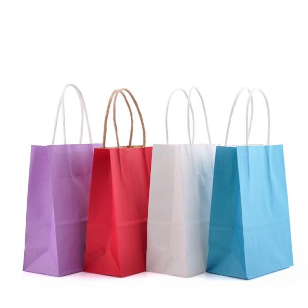 Quality 21x11x27cm Favor Kraft Paper Gift Bags With Handles Ultralight wholesale