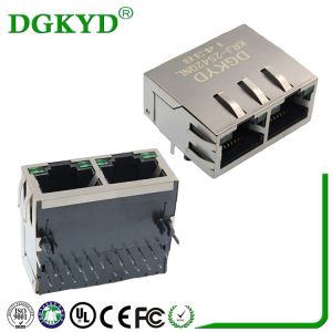 Shielded 10 pin vertical insertion cat 6 RJ45 Connector with gige transformer
