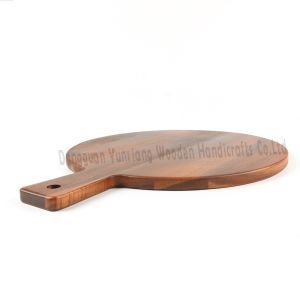 Large Round Acacia Wood Cutting Board with Handle Perfect for Kitchen Charcuteri