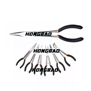 Cheap 11 In. 45° Long Reach Pliers Set Straight Long Nose With Beveled Teeth Clip for sale