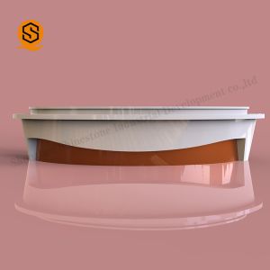 Acrylic Solid Surface Reception Desk Curved White Reception Desk