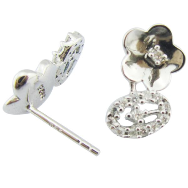 Cz Stone Size 1.0-1.25mm Nickel-Free Cubic Zirconia 925 Silver Earrings With Design Flower Earring Sterling Silver Rose