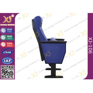 Black PU Polyurethane Armrest Church Auditorium Chairs With ABS Folding Table