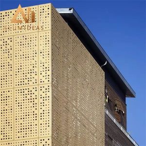 Perforated aluminum facade cladding