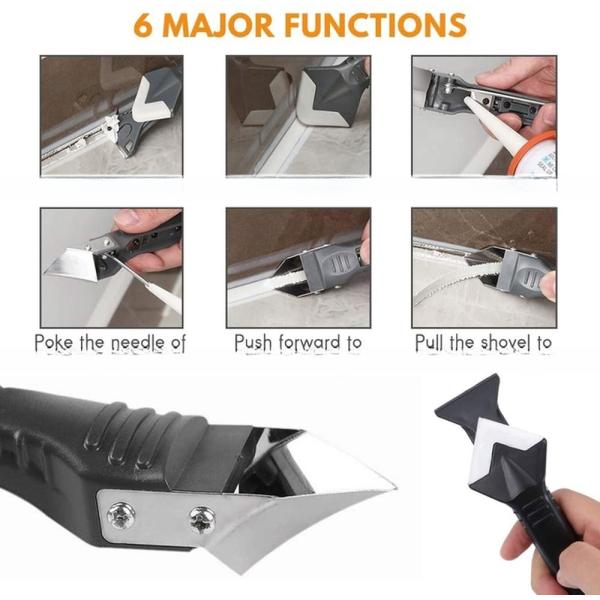 Stainless Steel Head Silicone Sealant Tool 3 In 1 Sealant Scraper Multifunction