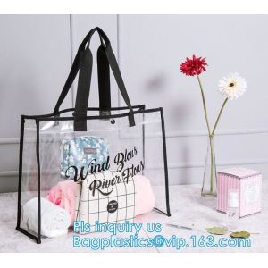 Eco-Friendly Customized PVC Bag for Shopping, cosmetic packaging handle zipper