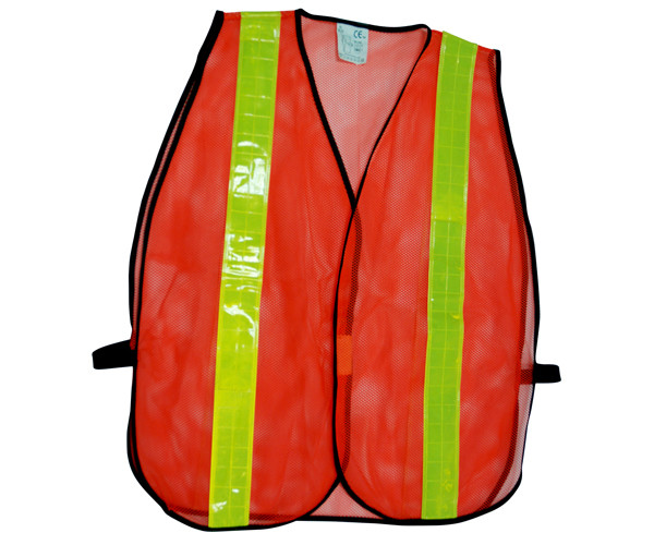 Highway Safety Vest Net Fluorescent Orange Mesh Vest With Pockets For Traffic