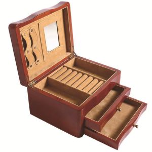 Cheap Custom Multi Layer Drawer Wooden Jewelry Box with High-Density Fiberboard and Baking Varnish Coating for sale