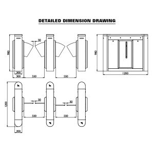 HCW Flap Barrier Turnstile with 15mm Plexiglass Door Wings 4 Pairs Infrared