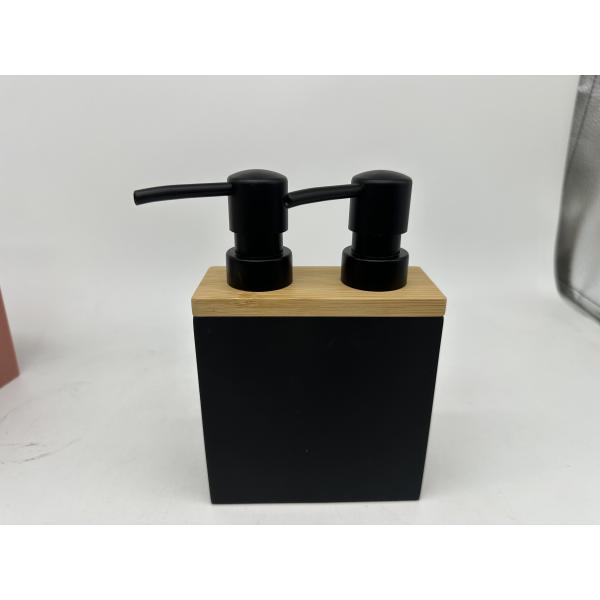 Sand stone twins soap dispenser with wood print top and double ABS pump heads hand soap dispenser soap pump