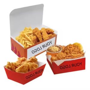 LOW MOQ Custom Eco-friendly Recyclable Boxes for Fried Chicken Burgers Fries