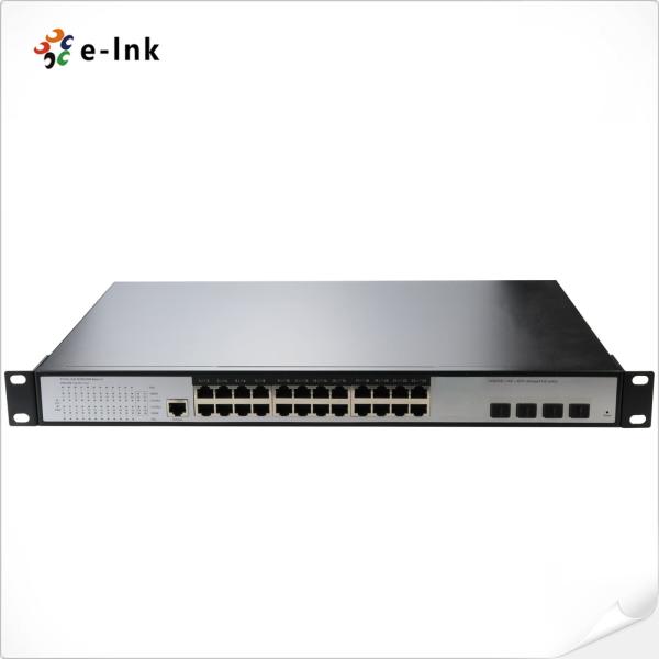 Quality 24 Port 10/100/1000BASE-T 802.3at PoE + 4 Port 10G SFP+ L3 Managed Switch wholesale