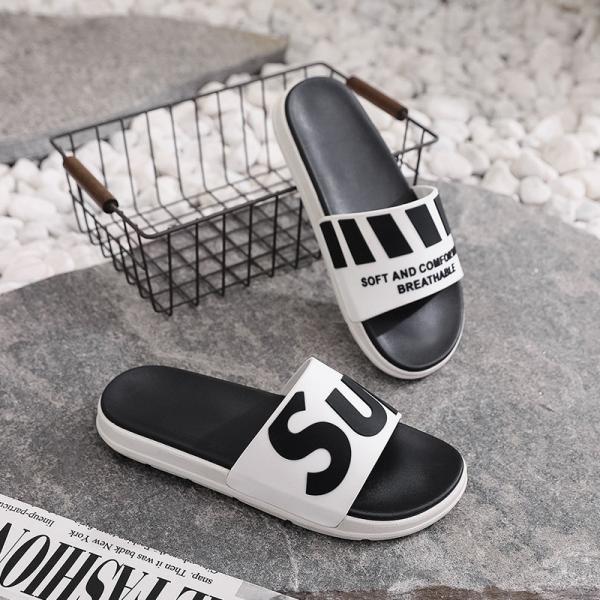 Soft Mens Rubber Flip Flop Black White Sandal For Summer Beach