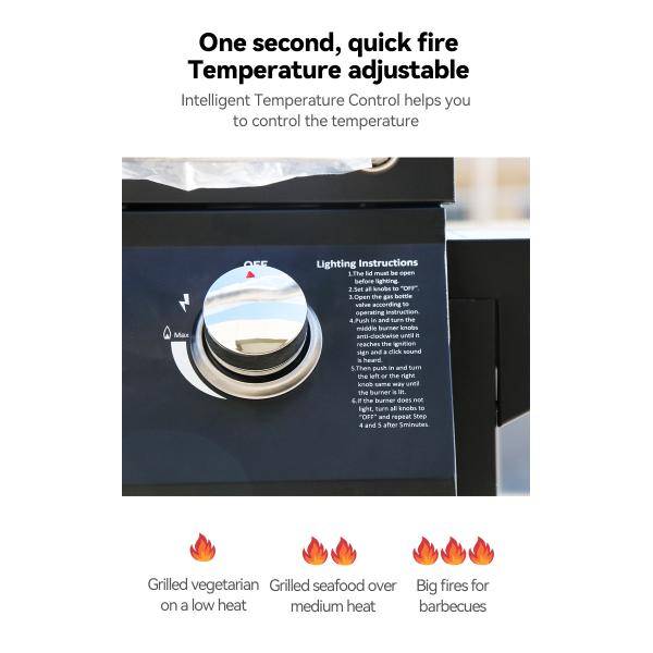 Portable Smokeless BBQ Gas Stove with Griller and Large Capacity Steel Folding Design