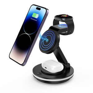 China 4 In 1 Magnetic Wireless Charging Support Qi cell phones with colorful light design ABS and PC on sale China 4 In 1 Magnetic Wireless Charging Support Qi cell phones with colorful light design ABS and PC on sale