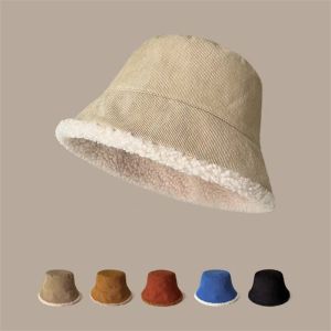 Custom Fall Winter New Fisherman's Corduroy Bucket Hat Custom Thickened Lamb