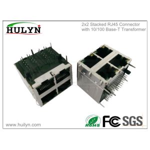 China 2X2 Stacked  Fast RJ45 Jack With transformer and LEDs on sale