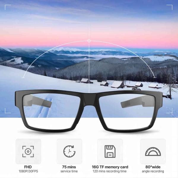 5M Pixels Hidden Video Spy Recording Sunglasses 1080P Camera Micro SD Card