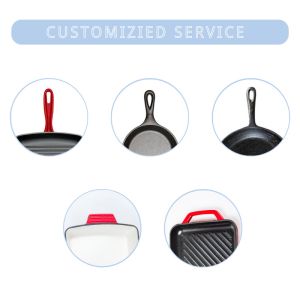 Non Stick Enameled Cast Iron Skillet Deep Fry Pan With Handles