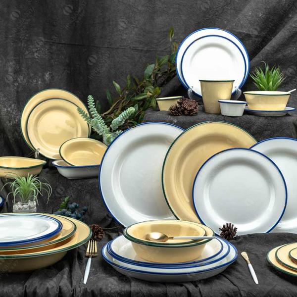 18Pc Enamel Ceramic Dinnerware Sets