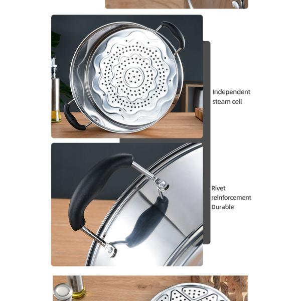 Steamer Pot Oem Hot Selling Large Stainless Steel 2/3 Layer Restaurants Kitchenware Soup Pot Food Steamer Pot With Steamer