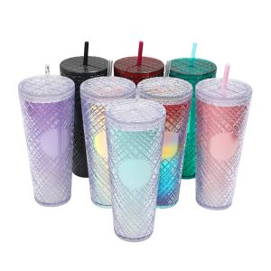 24Oz Studded Cup Tumbler With Lid And Straw Double Wall Insulated Matte