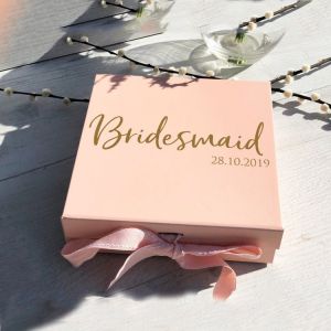 Personalised Printed Bridal Party Gift Set Packaging Box Pink Bridesmaid