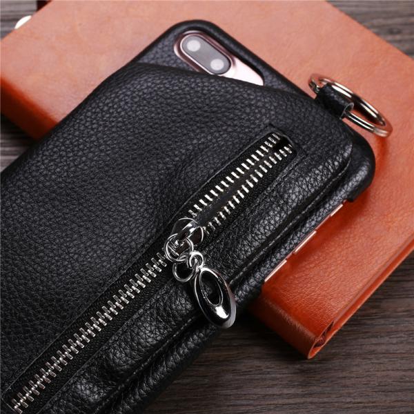 Phone accessory for iPhone 8 Leather Wallet Case, lichi genuine leather case for iphone X