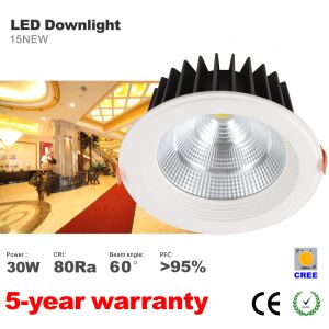 Dimmable Anti-dazzle 30W Recessed LED Downlight 170mm hole CREE COB LED Light CE
